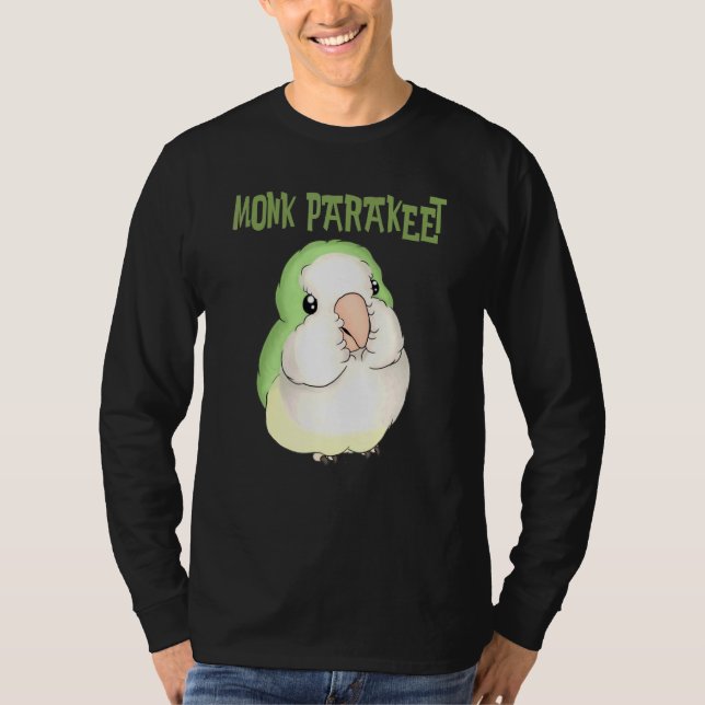 Cute Puffy Munk Parakeet Quaker Parrot Bird T Shirt (Framsida)