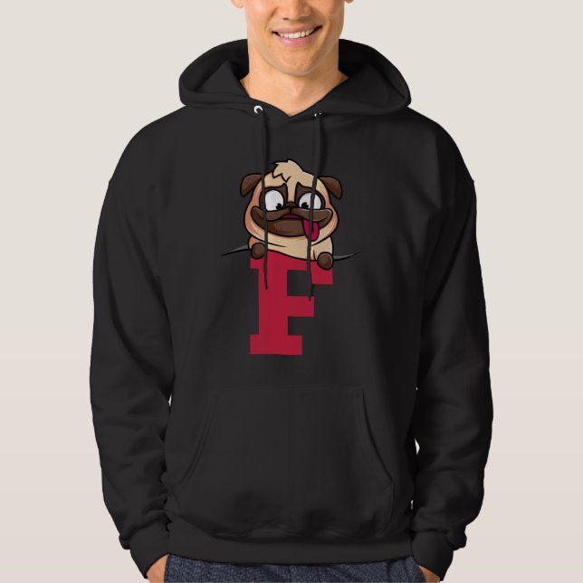 Cute Pug alphabet, brev f, hund alphabet Classic Hoodie (Framsida)