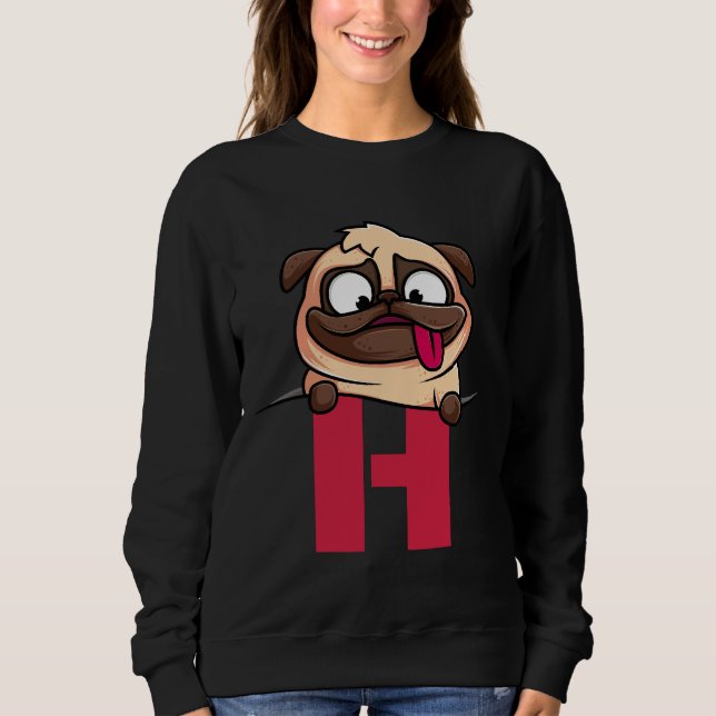 Cute Pug alphabet, brev H, hund alphabet Active T Shirt (Framsida)