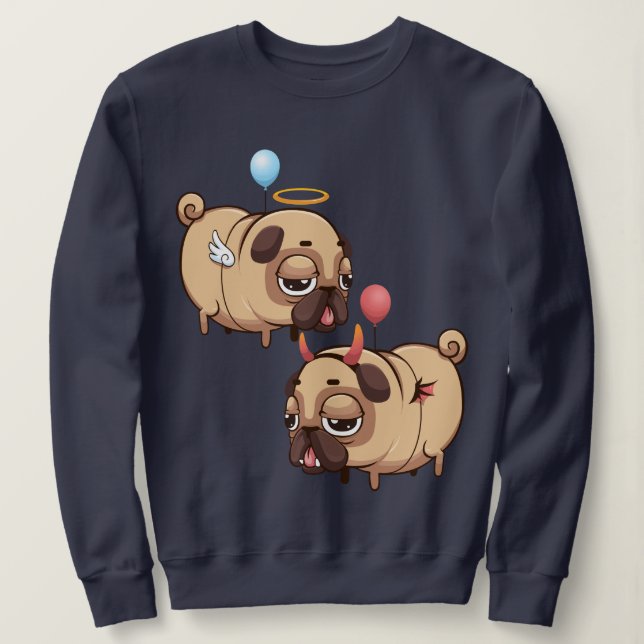 Cute Pug Angel/Djävulen T Shirt (Design framsida)
