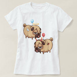 Cute Pug Angel/Djävulen T Shirt