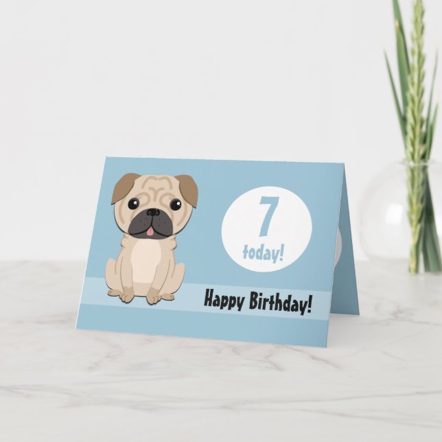 Cute Pug-anpassat födelsedagskort Kort (Framsida)