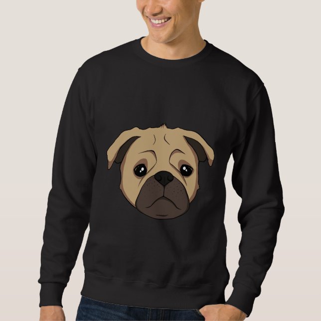 Cute Pug Ansikte Classic T-Shirt 570 Lång Ärmad Tröja (Framsida)