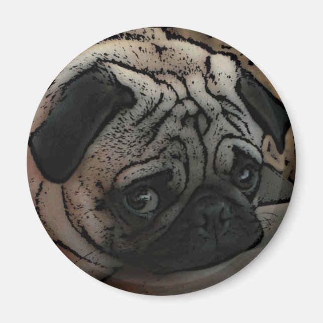Cute pug artistisk magnet (Framsidan)
