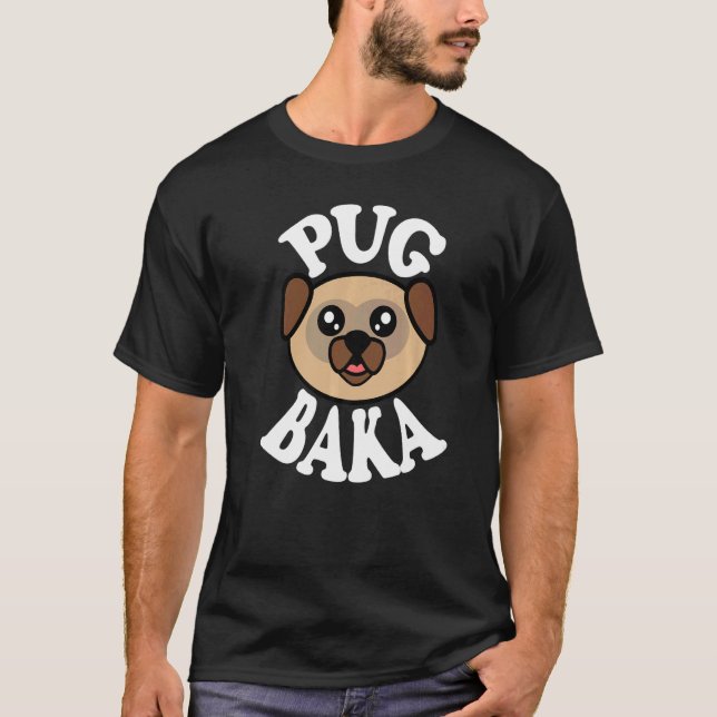 Cute Pug Baka T Shirt (Framsida)