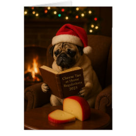 Cute Pug 'Cheese Tax' Christmas card Hälsningskort