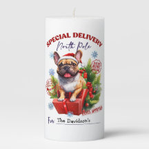 Cute Pug Christmas Pillar Candle