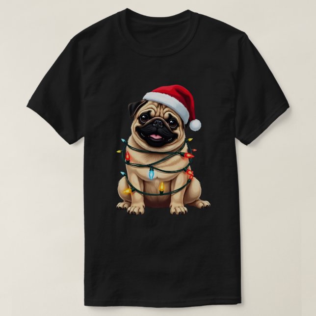 Cute Pug Christmas Santa Pet Dog Lover  T Shirt (Design framsida)