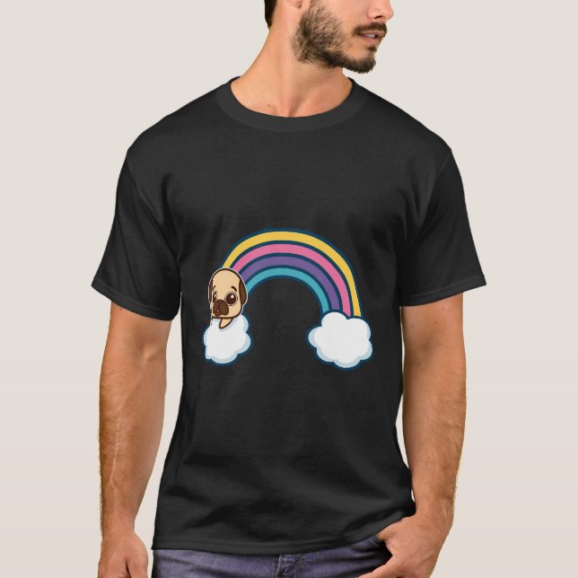 Cute Pug Colorful Rainbow Classic T-Shirt 917 (Framsida)