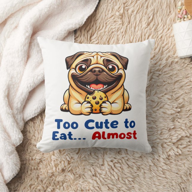 Cute Pug Cookie Dessert Tecknad hund Sweet Trets Kudde (Filt)