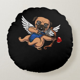 Cute Pug Cupid Hund Rund Kudde