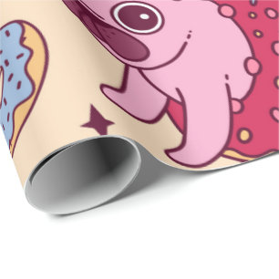 Cute Pug Donut Unicorn Wrapping Papper Presentpapper