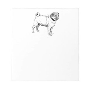 Cute Pug Elegant Hund Teckning Anteckningsblock