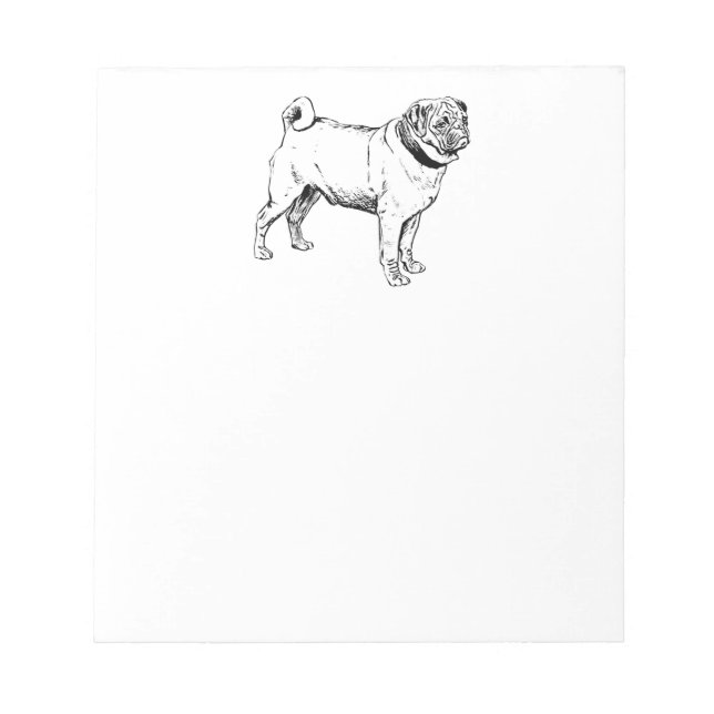 Cute Pug Elegant Hund Teckning Anteckningsblock (Framsida)