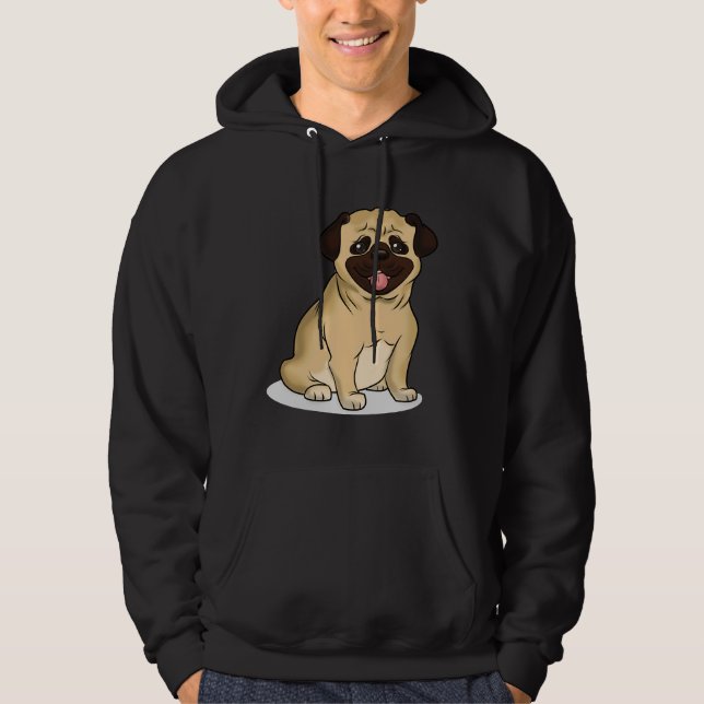 Cute Pug-etikett, klassisk T-Shirt 832 Hoodie (Framsida)