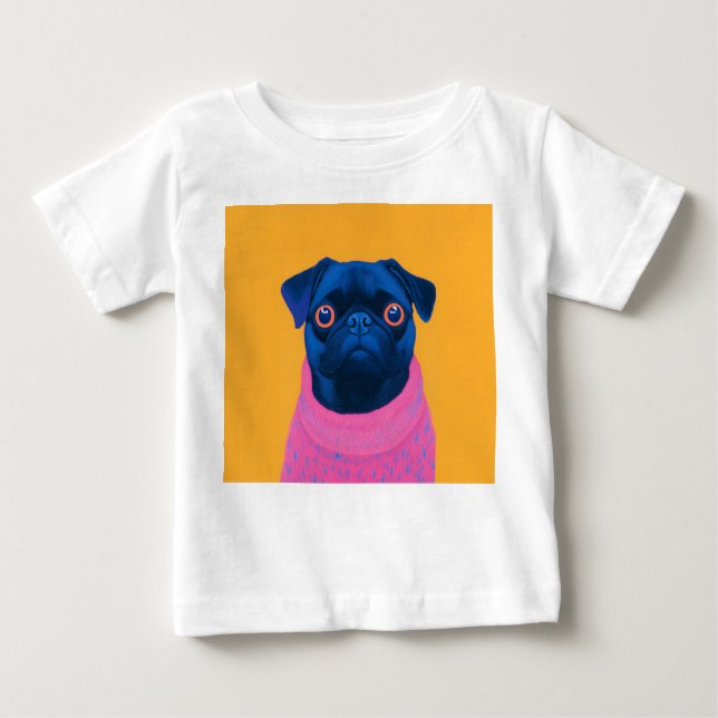 Cute Pug Funny T Shirt (Framsida)