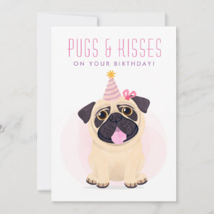 Cute Pug Grattis på födelsedagen-kort Julkort