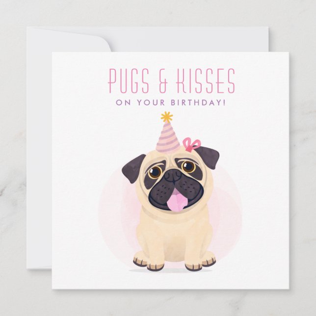 Cute Pug Grattis på födelsedagen-kort Kort (Framsida)