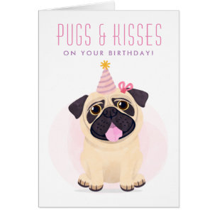 Cute Pug Grattis på födelsedagen-kort OBS Kort