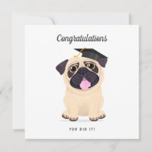 Cute Pug Grattis Studenten-kort