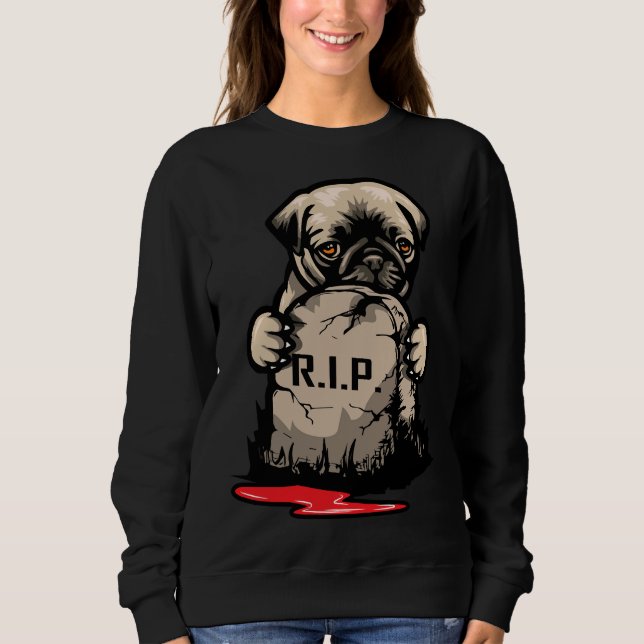 Cute Pug Grave Stone Classic T-Shirt 950 (Framsida)