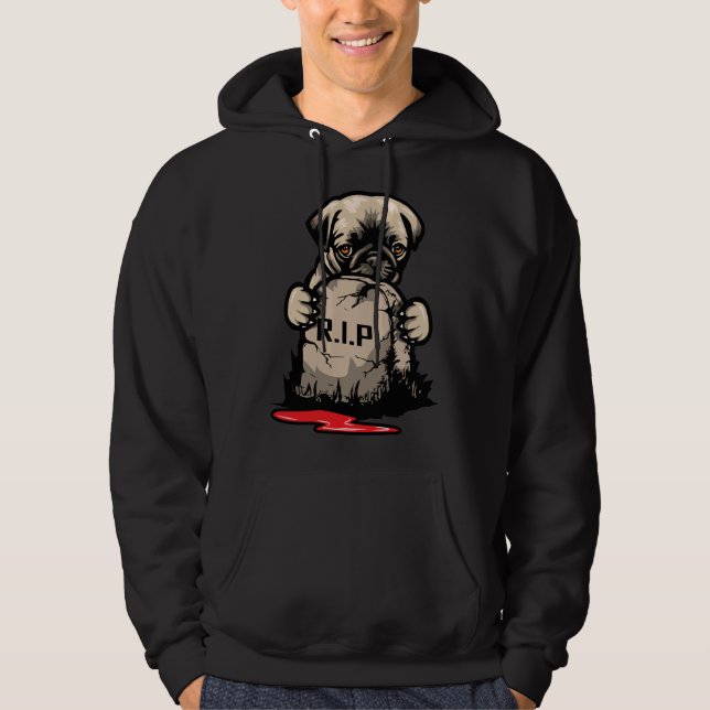Cute Pug Grave Stone Classic T-Shirt 950 Hoodie (Framsida)