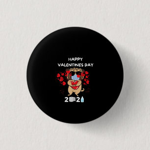 Cute Pug Heart Ansikte Mask Alla hjärtans dag 2021 Knapp