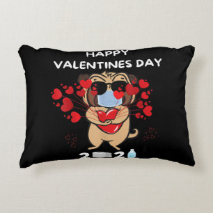 Cute Pug Heart Ansikte Mask Glad Alla hjärtans dag Prydnadskudde