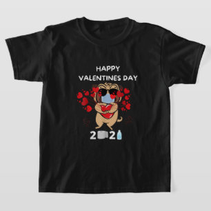 Cute Pug Heart Ansikte Mask Glad Alla hjärtans dag T Shirt