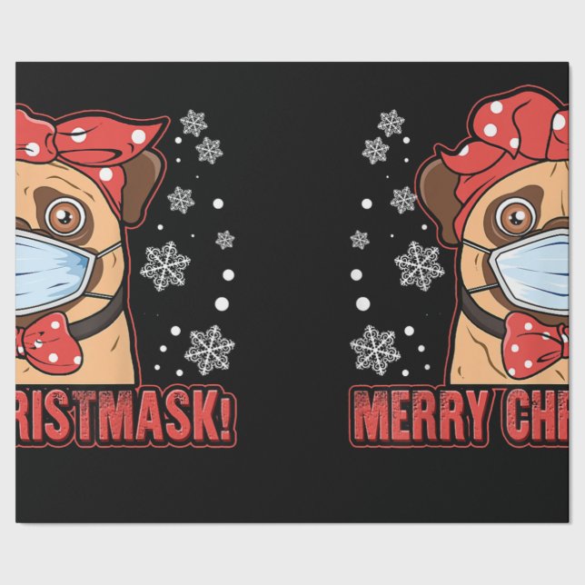 Cute Pug Hund Ansikte Mask God jul Presentpapper (Seam)