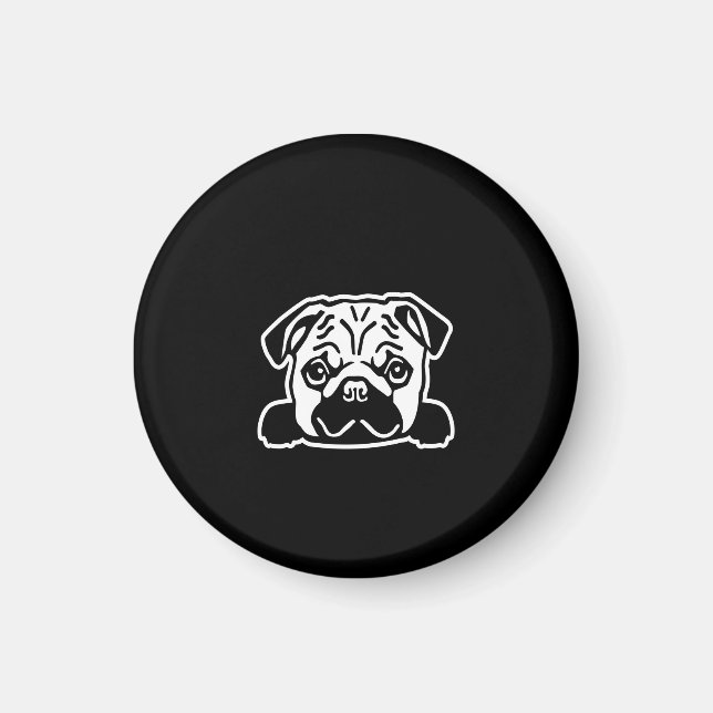 Cute Pug Hund Ansikte Sketch | Pug Älskare Magnet (Framsidan)