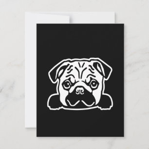 Cute Pug Hund Ansikte Sketch Pug Älskare Tack Kort