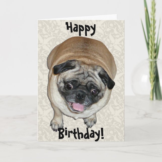 Cute Pug Hund Birthday Kort (Framsida)