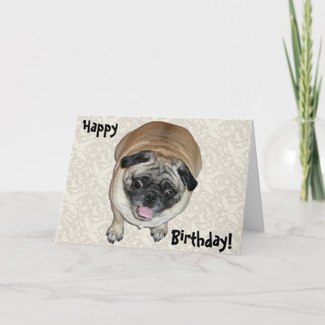 Cute Pug Hund Birthday Kort (Framsida)