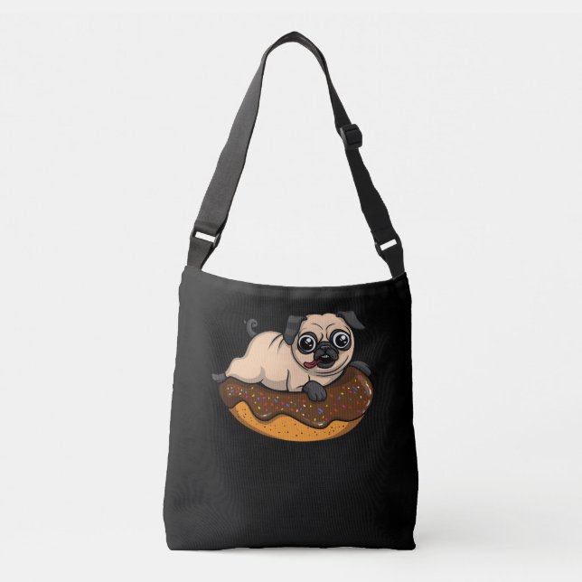 Cute Pug Hund Donut Älskare Pet Axelväska (Framsida)
