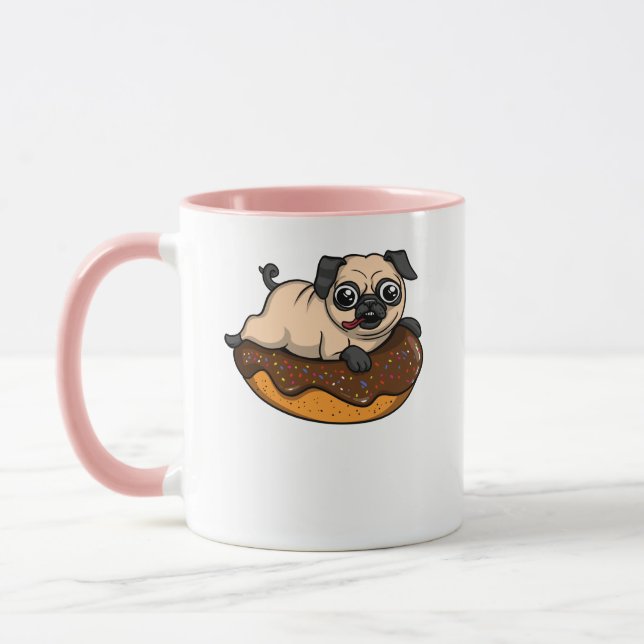 Cute Pug Hund Donut Älskare Pet Mugg (Vänster)
