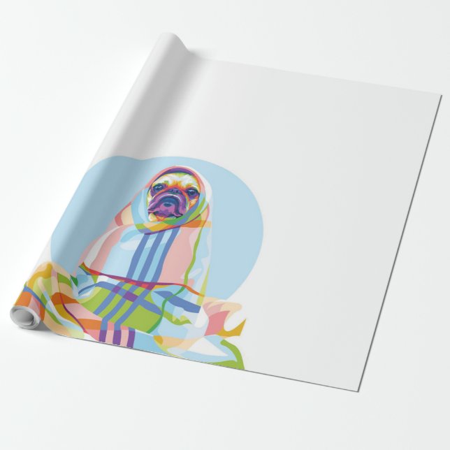Cute Pug-Hund färglös i vrister Presentpapper (Utrullad)