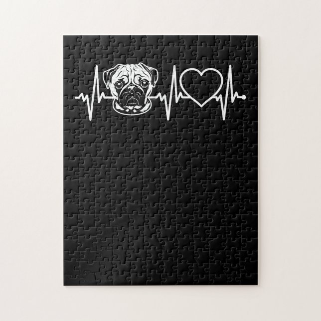 Cute Pug Hund Heartslag Loely Pug Hund Pussel (Vertikal)