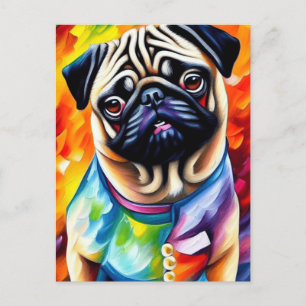 Cute Pug-Hund i ett färglöst Jacka Vykort