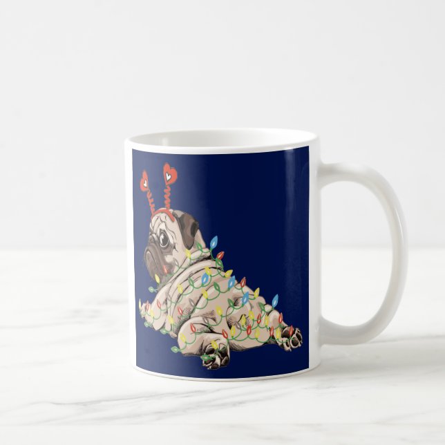 Cute Pug-Hund jul Kaffemugg (Höger)