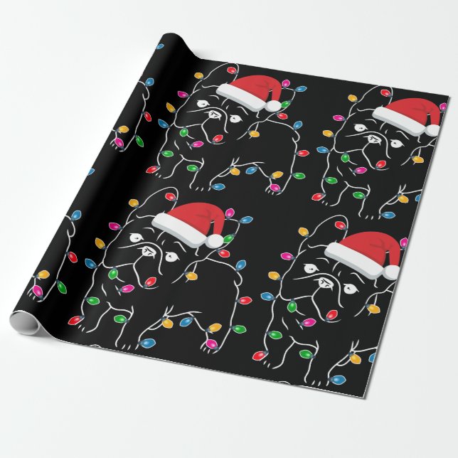 Cute Pug Hund med julljus Presentpapper (Utrullad)