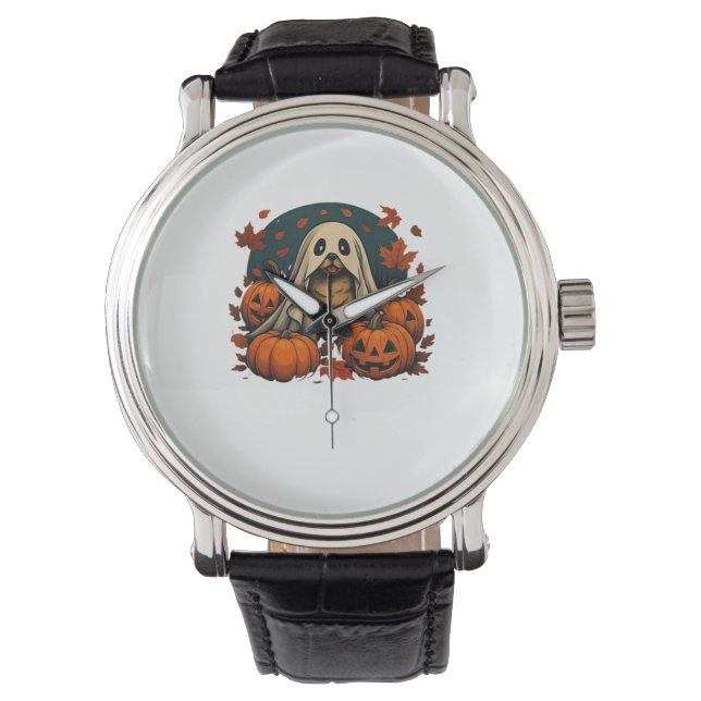 Cute Pug-Hund med pumpkins Fall Halloween Classic Armbandsur (Framsida)