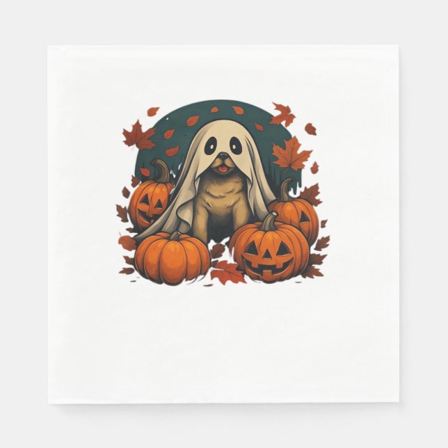 Cute Pug-Hund med pumpkins Fall Halloween Classic Pappersservett (Framsidan)