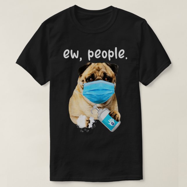 Cute Pug Hund nu Människor i Hund i Ansikte T Shirt (Design framsida)