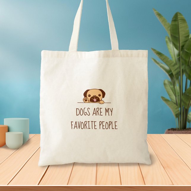 Cute Pug Hund Peekon ovan offert Tygkasse (Skapare uppladdad)