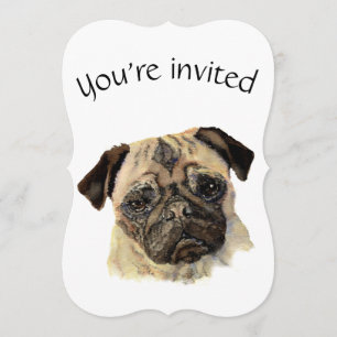 Cute Pug Hund Pet-fil för anpassningsbar-daterad F Inbjudningar