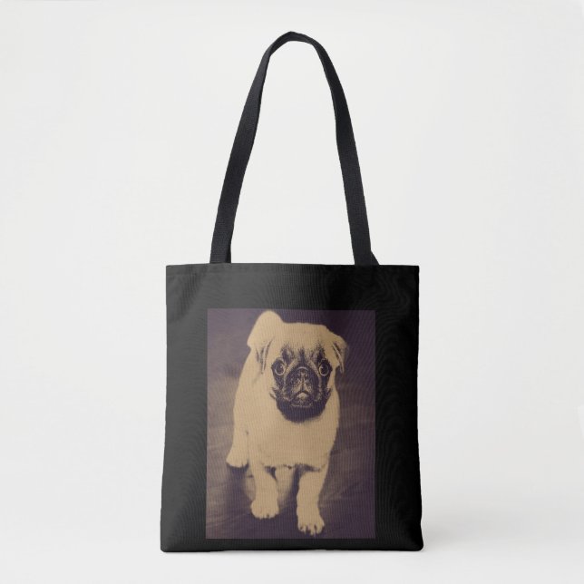 Cute Pug Hund Porträtt Tygkasse (Framsida)