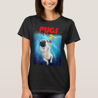 Cute Pug Hund spelar med Rubber Anka Leksak i New  T Shirt