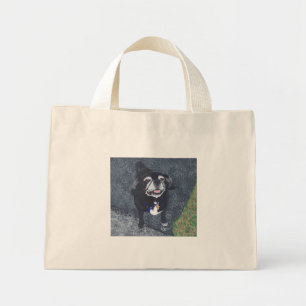 Cute Pug Hund utanför målning Tote bags Mini Tygkasse