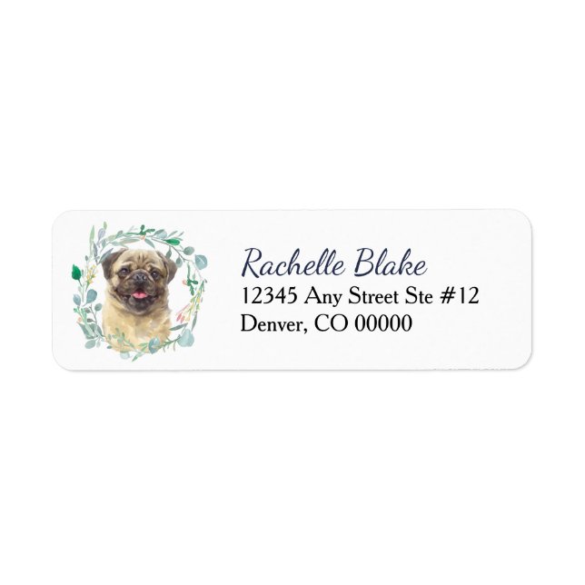 Cute Pug Hund WandeReturn-adressetikett Returadress Etikett (Framsidan)
